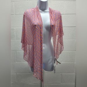 Wavy Checkered Y2K Swim Coverup Sarong Wrap Skirt - Salmon / Lavender Forever 21